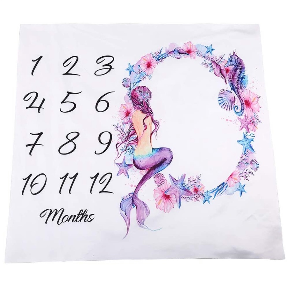 Mermaid baby monthly milestone tapestry